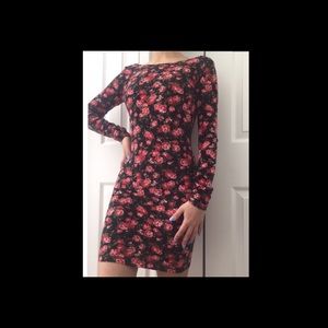 Floral long sleeve bodycon dress | Worn once